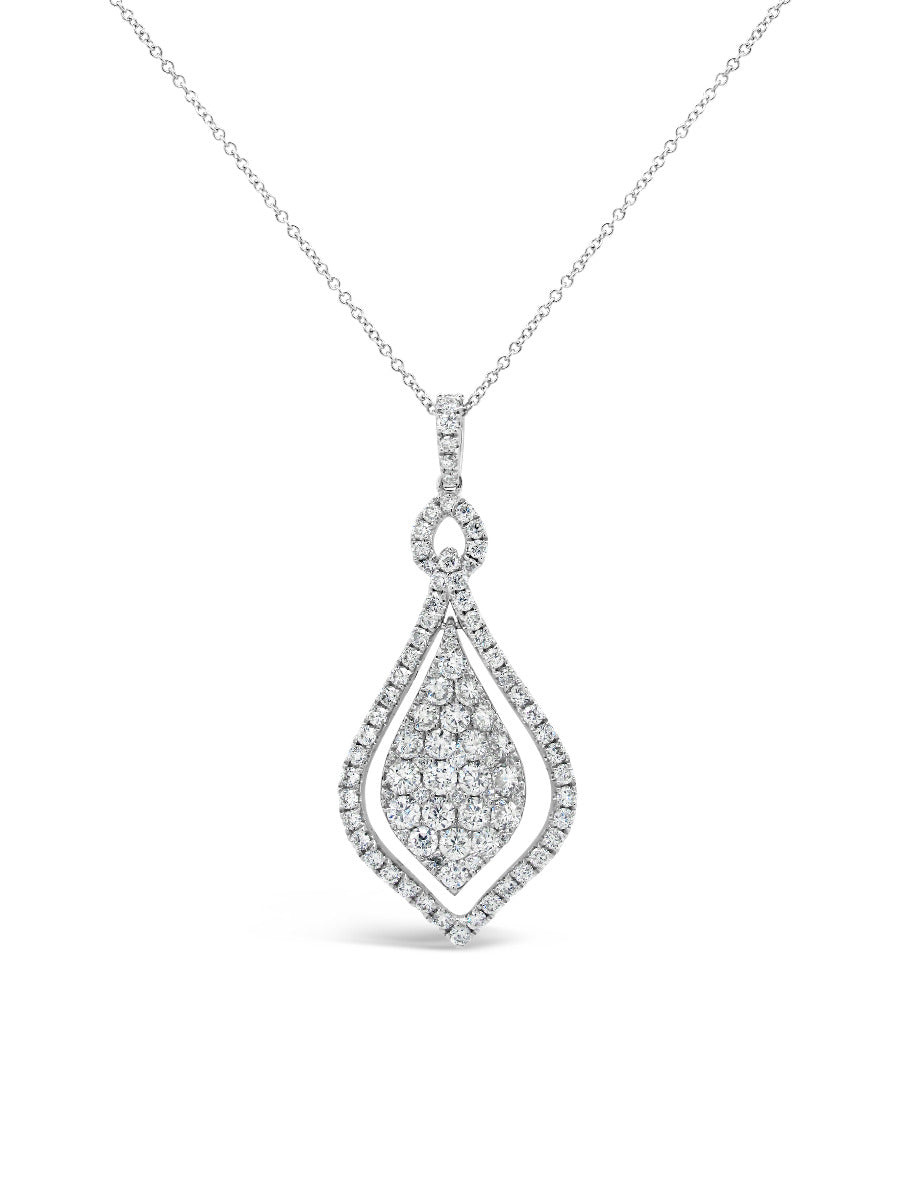 Fancy Halo Float Teardrop Diamonds Pendant Necklace - Elgrissy Diamonds