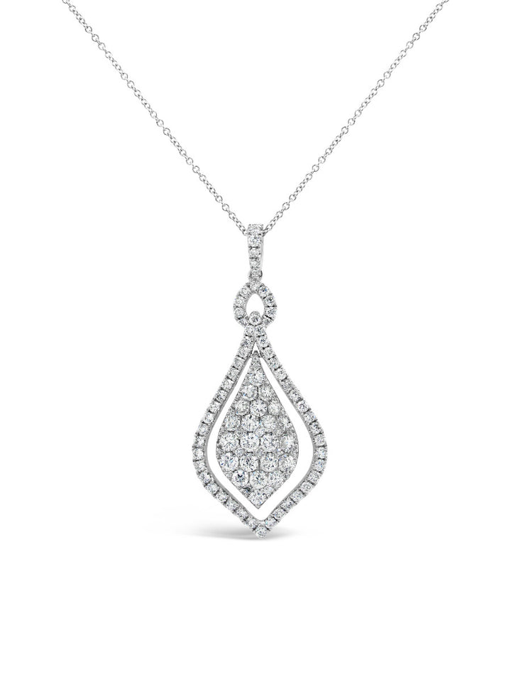 Fancy Halo Float Teardrop Diamonds Pendant Necklace - Elgrissy Diamonds