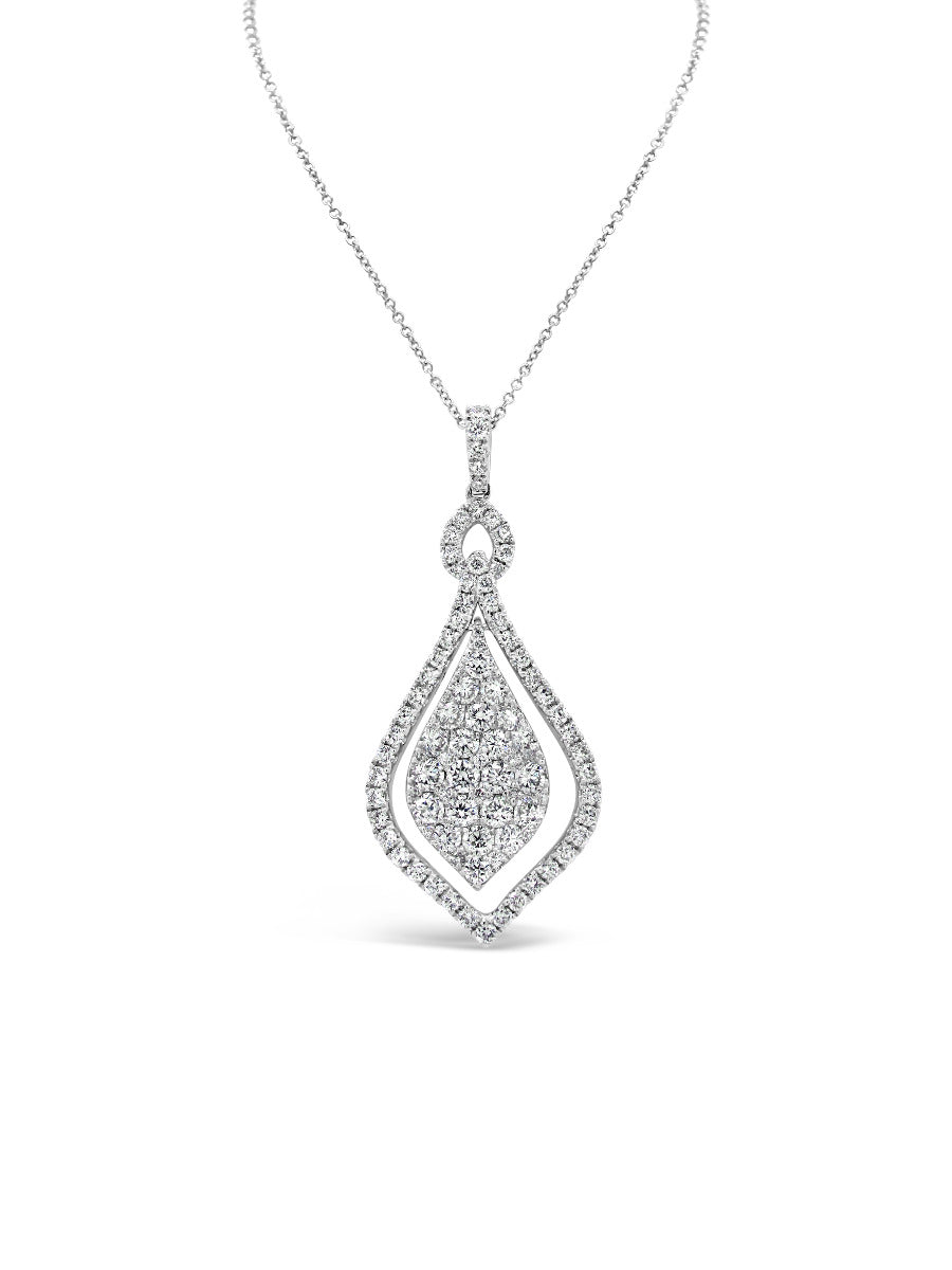 Fancy Halo Float Teardrop Diamonds Pendant Necklace - Elgrissy Diamonds