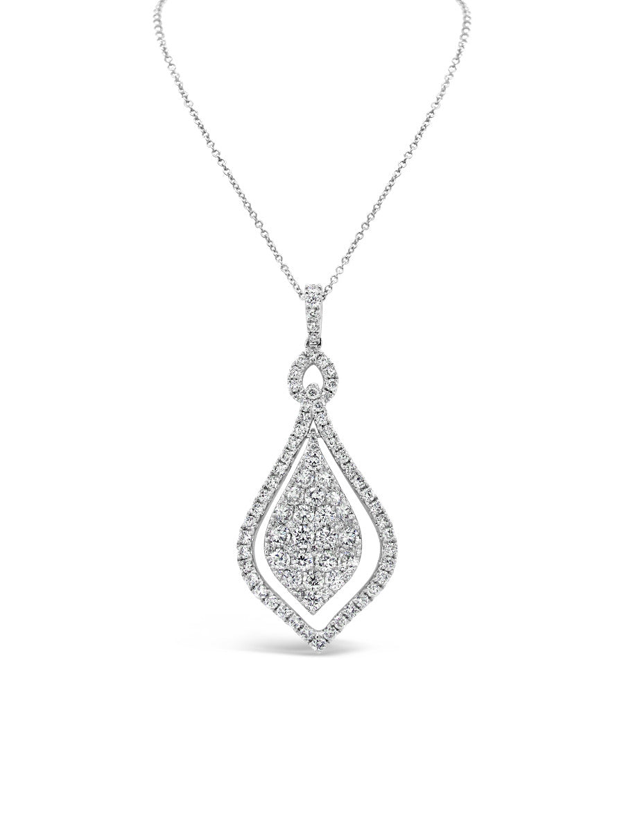 Fancy Halo Float Teardrop Diamonds Pendant Necklace - Elgrissy Diamonds