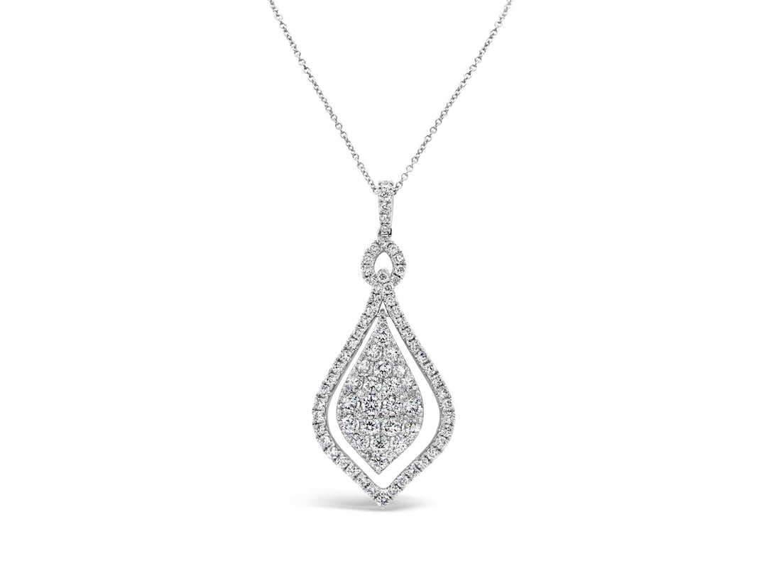 Fancy Halo Float Teardrop Diamonds Pendant Necklace - Elgrissy Diamonds