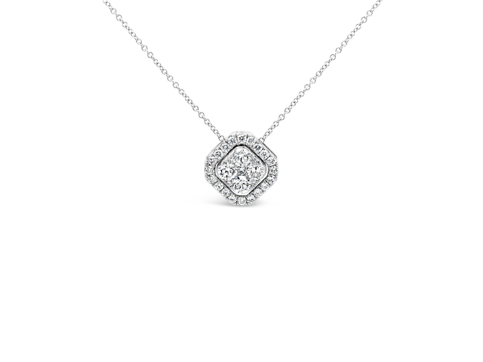 TwoWay Halo Cushion Pendant - Elgrissy Diamonds