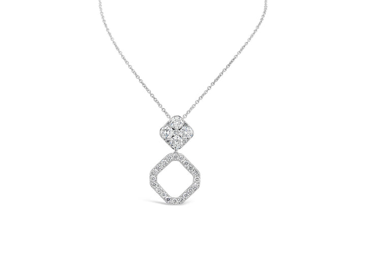 Two Way Halo Cushion Diamonds Pendant Necklace - Elgrissy Diamonds