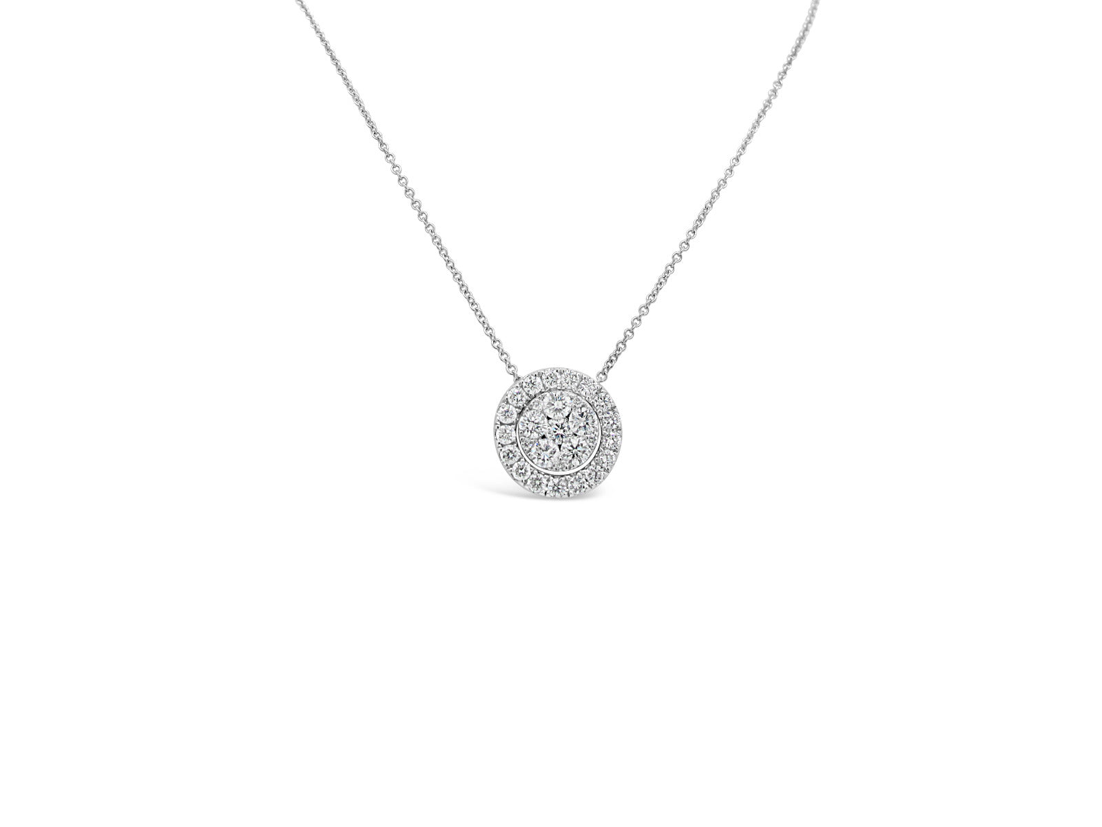Two way Round Halo Diamonds Pendant Necklace - Elgrissy Diamonds