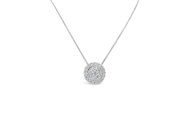 Two way Round Halo Diamonds Pendant Necklace - Elgrissy Diamonds