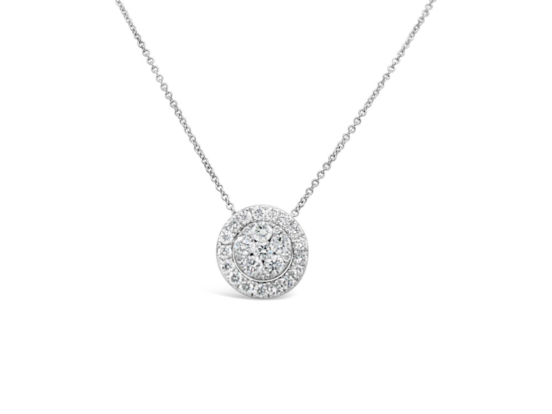 Two way Round Halo Diamonds Pendant Necklace - Elgrissy Diamonds