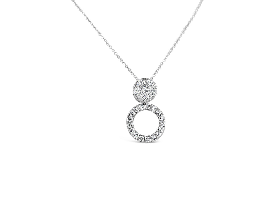 Two way Round Halo Diamonds Pendant Necklace - Elgrissy Diamonds