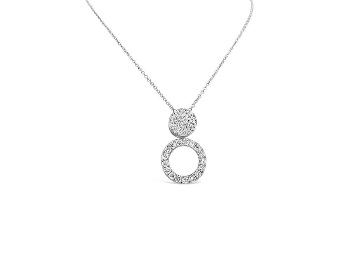 Two way Round Halo Diamonds Pendant Necklace - Elgrissy Diamonds