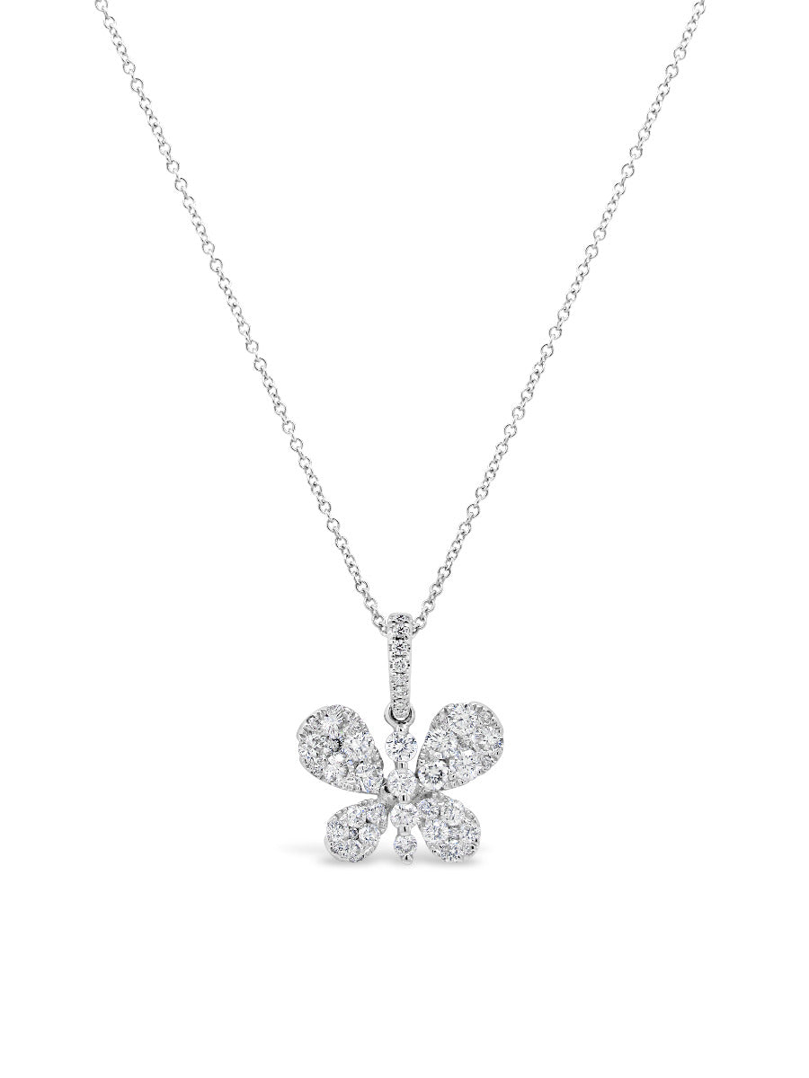 Single Butterfly Diamonds Illusion Pendant Necklace - Elgrissy Diamonds