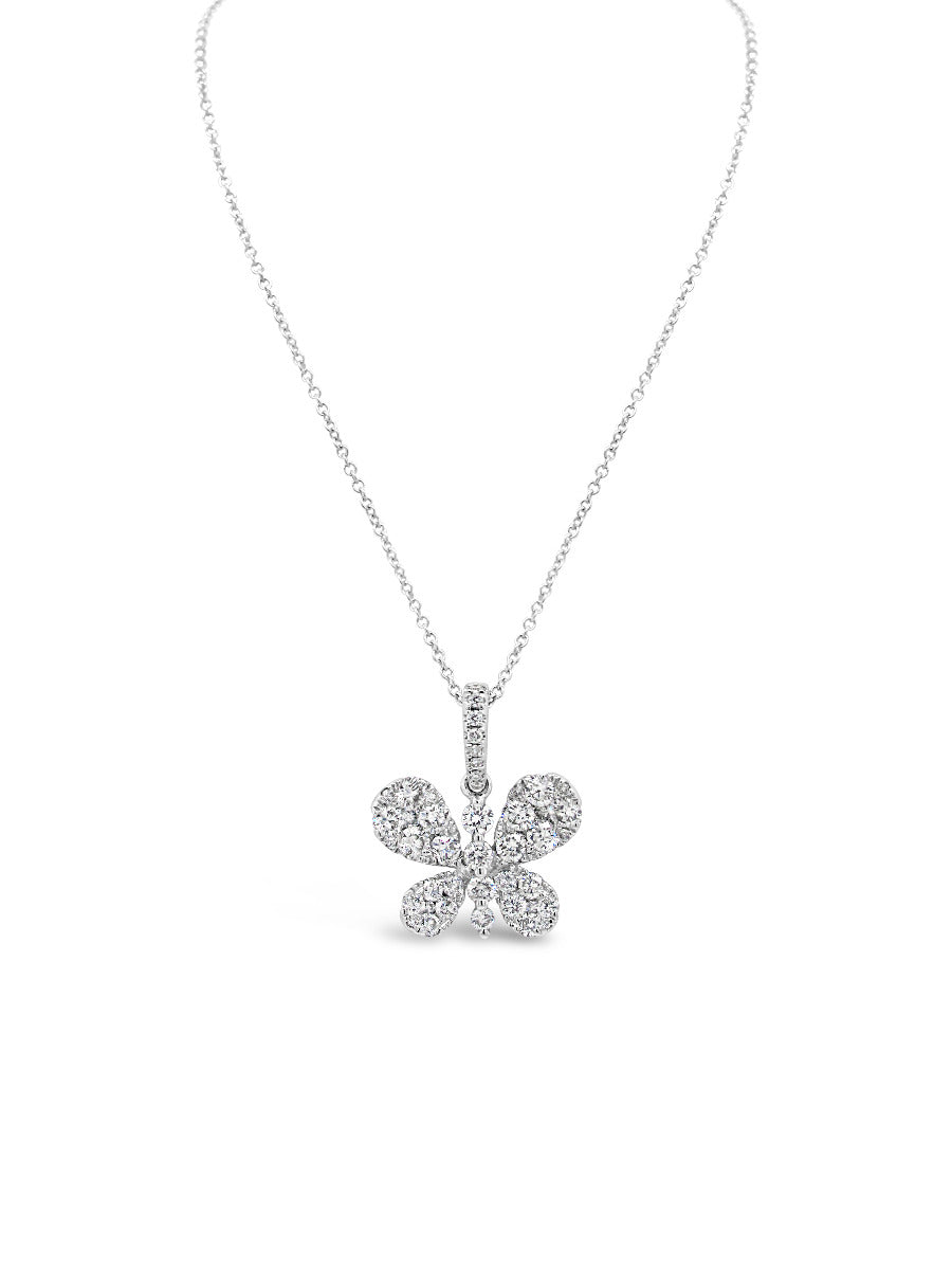 Single Butterfly Diamonds Illusion Pendant Necklace - Elgrissy Diamonds