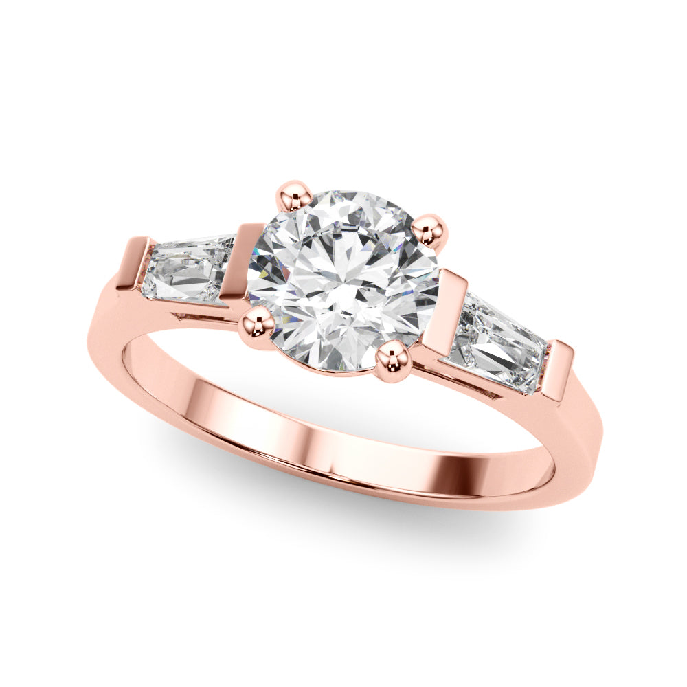 Round Baguette-Side-Stones Engagement Ring - Elgrissy Diamonds