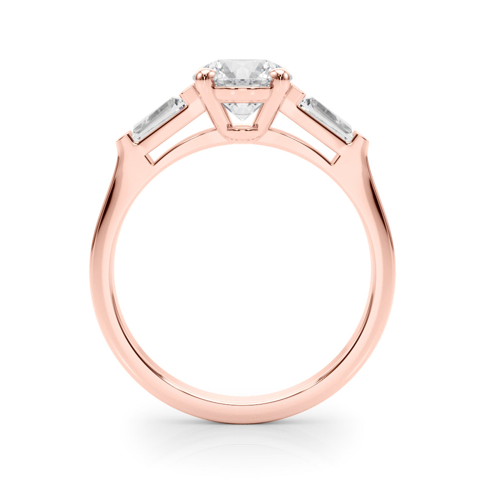 Round Baguette-Side-Stones Engagement Ring - Elgrissy Diamonds
