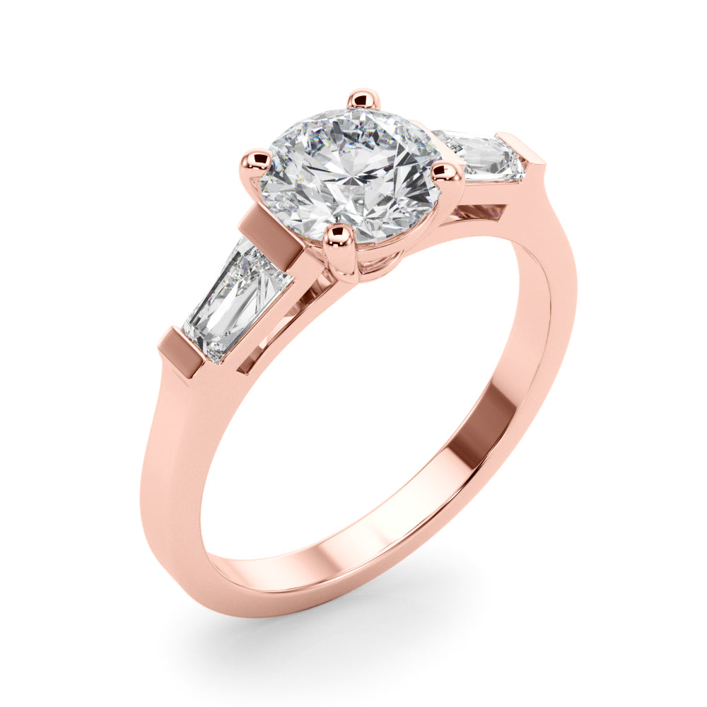 Round Baguette-Side-Stones Engagement Ring - Elgrissy Diamonds