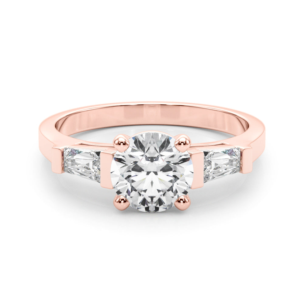 Round Baguette-Side-Stones Engagement Ring - Elgrissy Diamonds