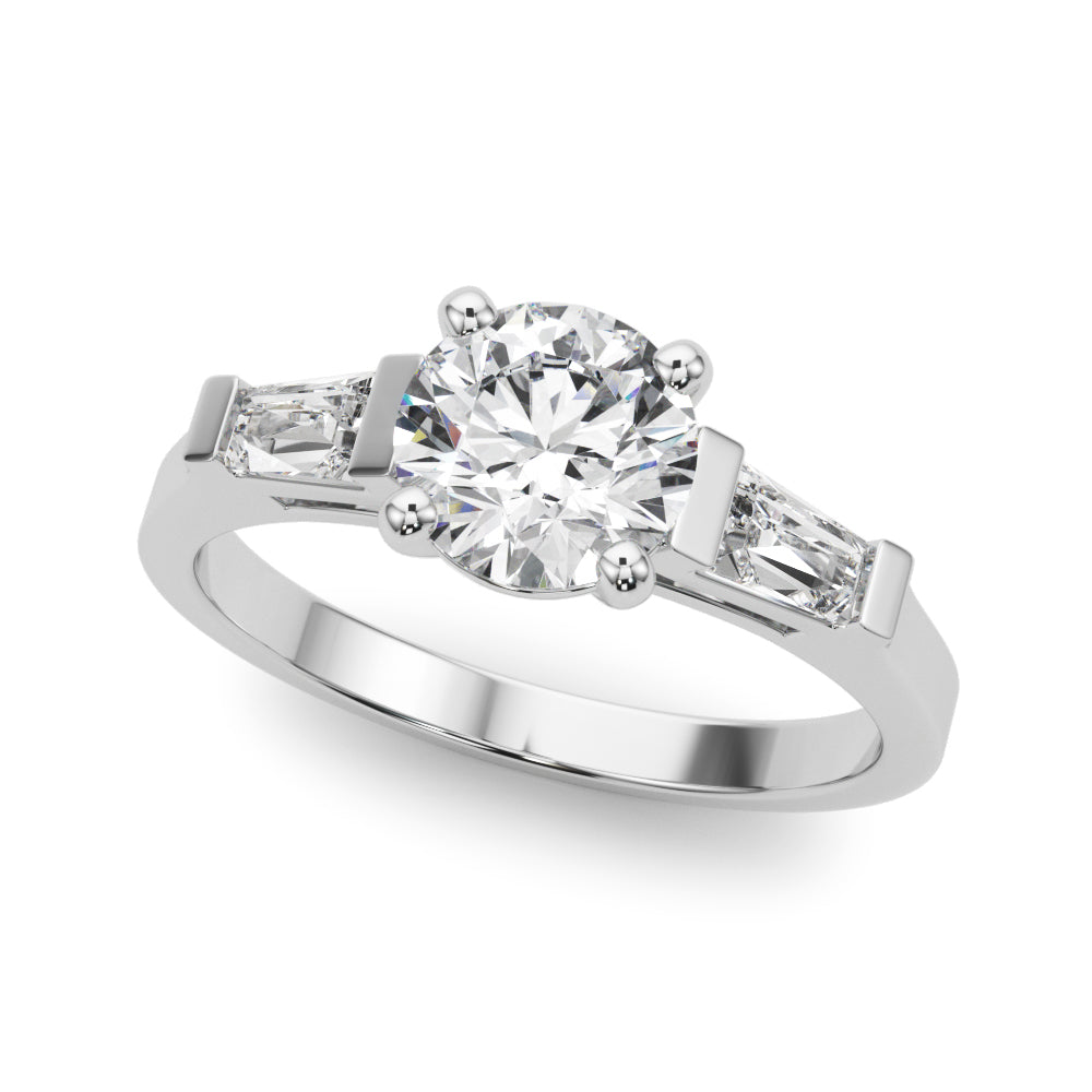 Round Baguette-Side-Stones Engagement Ring - Elgrissy Diamonds