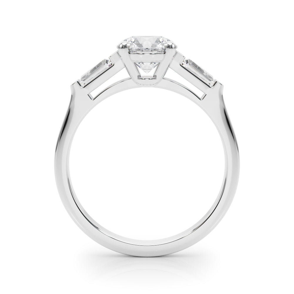 Round Baguette-Side-Stones Engagement Ring - Elgrissy Diamonds