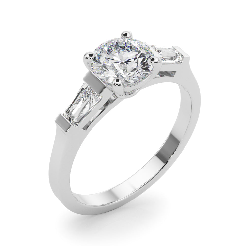 Round Baguette-Side-Stones Engagement Ring - Elgrissy Diamonds