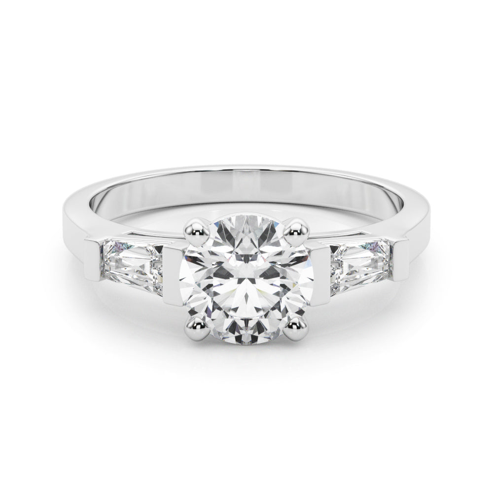 Round Baguette-Side-Stones Engagement Ring - Elgrissy Diamonds