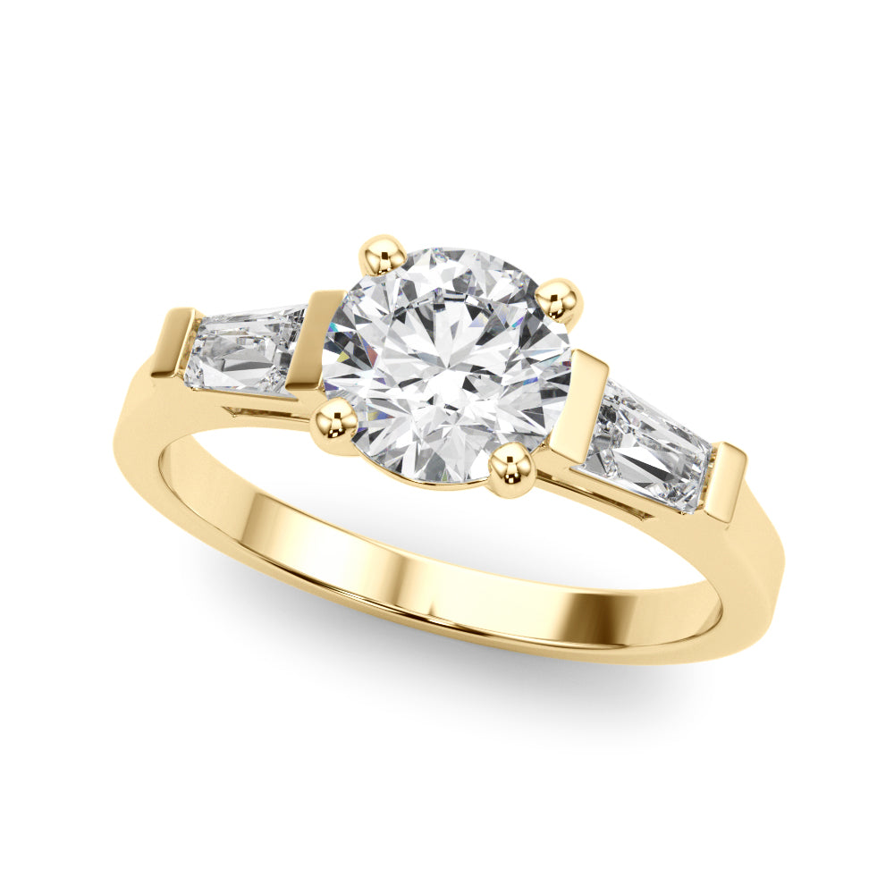 Round Baguette-Side-Stones Engagement Ring - Elgrissy Diamonds