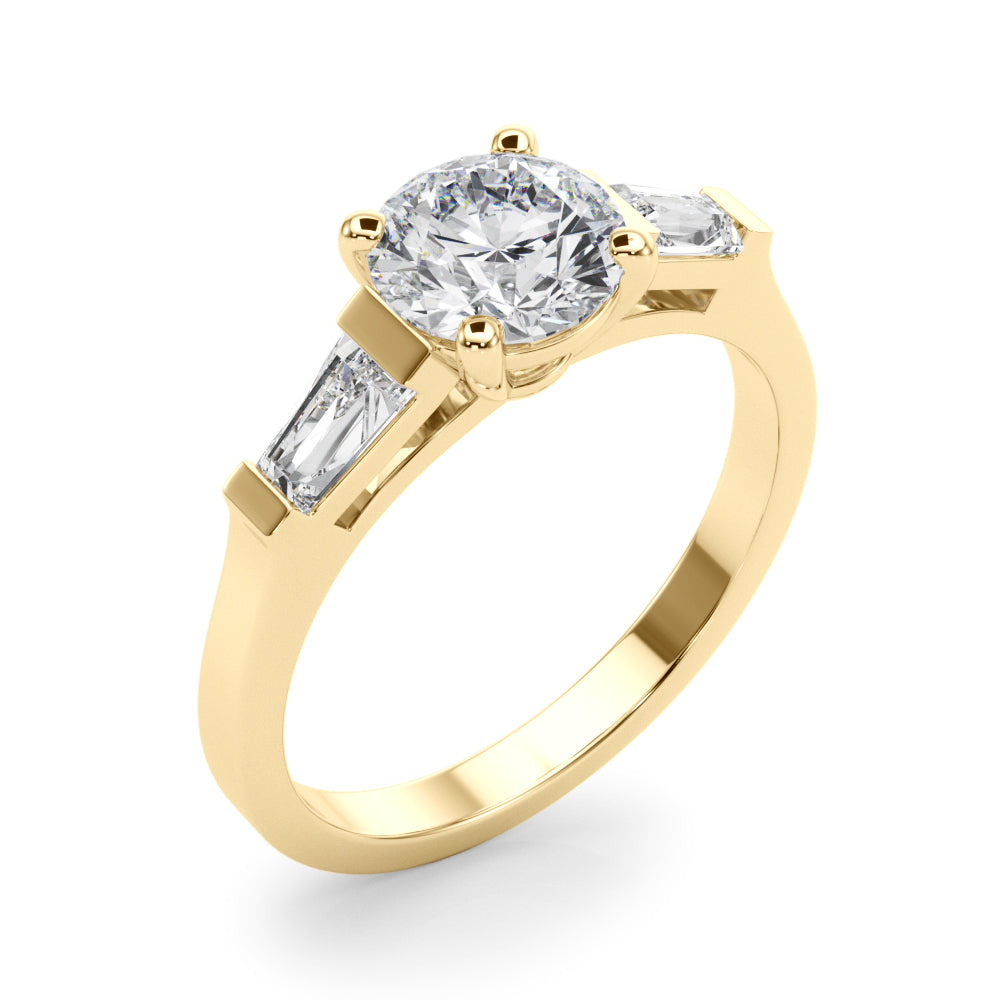 Round Baguette-Side-Stones Engagement Ring - Elgrissy Diamonds