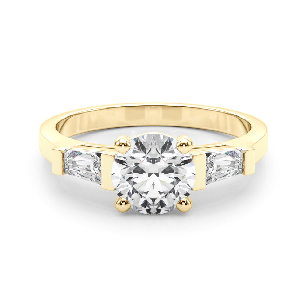 Round Baguette-Side-Stones Engagement Ring - Elgrissy Diamonds
