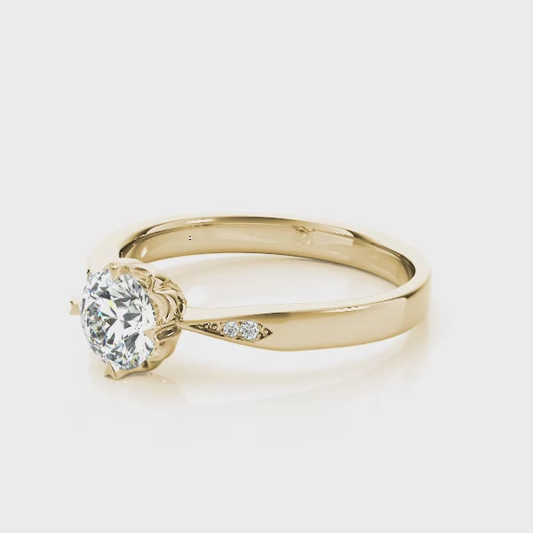 Round Diamond Tapered Pavé Engagement Ring