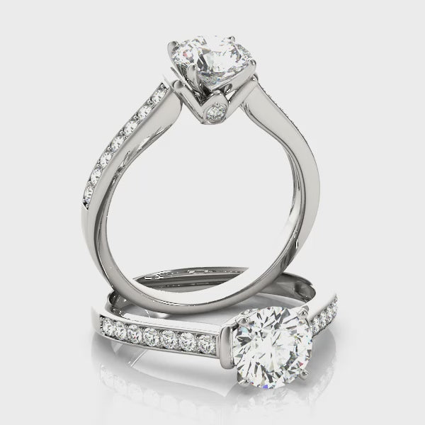 Channel Set with One Hidden Halo Round Engagement Ring