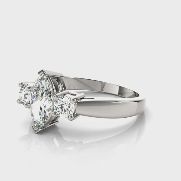Marquise Three-Stone Diamond Engagement Ring