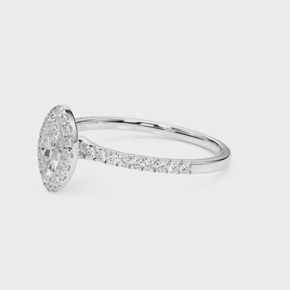 Marquise Halo Pavé Diamond Engagement Ring
