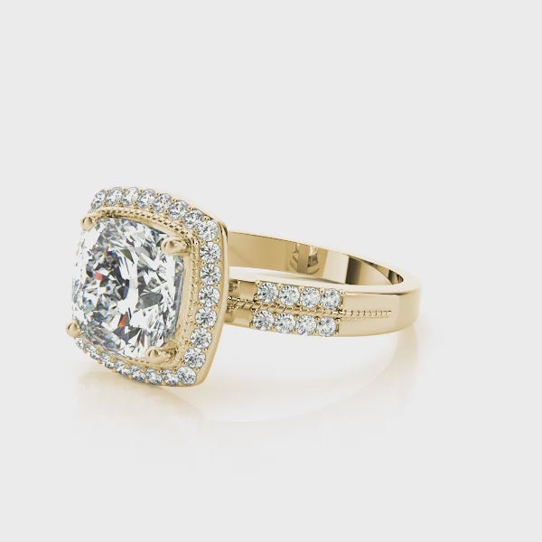 Art Deco Halo Cushion Engagement Ring