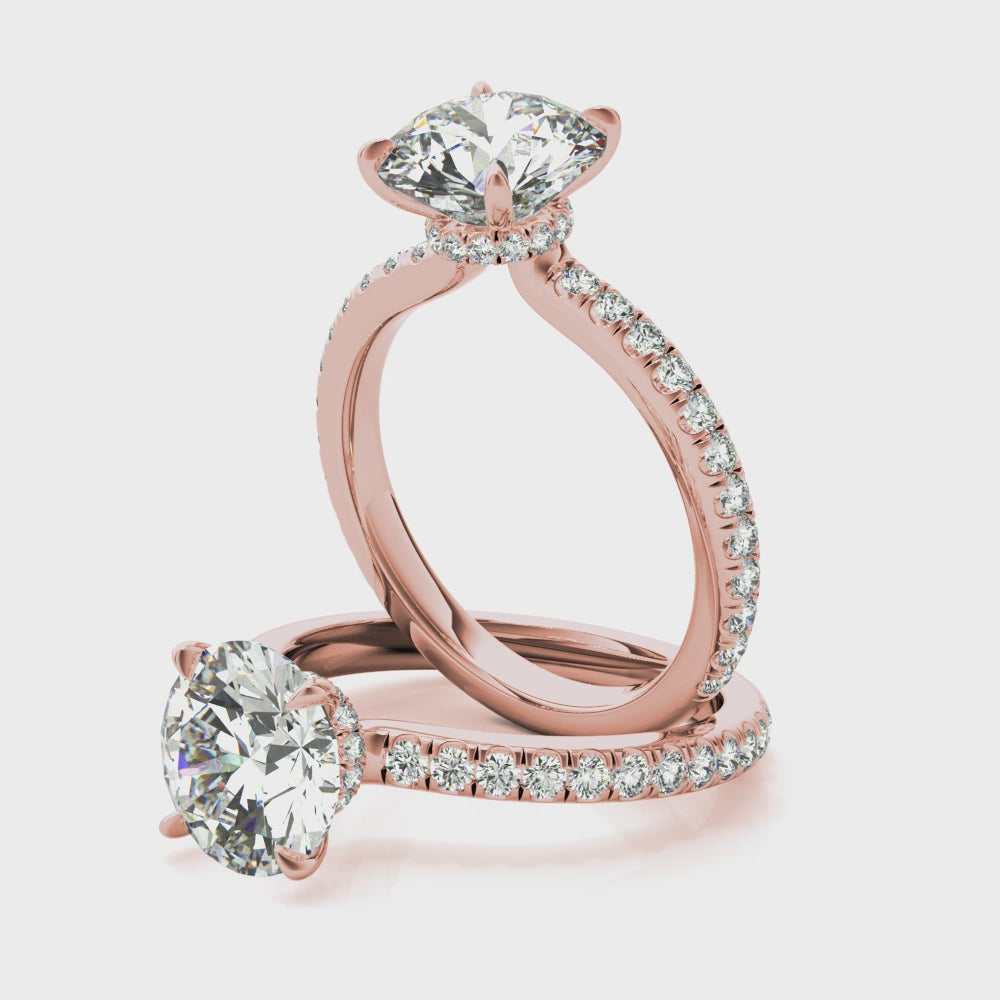 Round Hidden Halo Engagement Ring