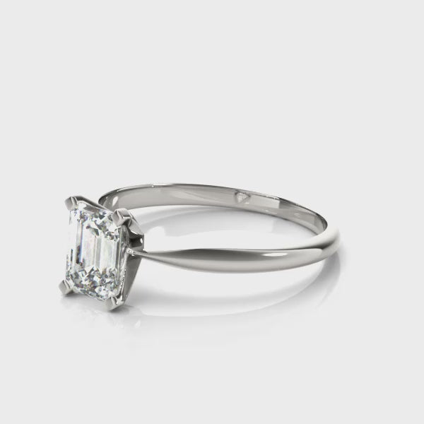 Knife Edge Solitaire Emerald Cut Engagement Ring