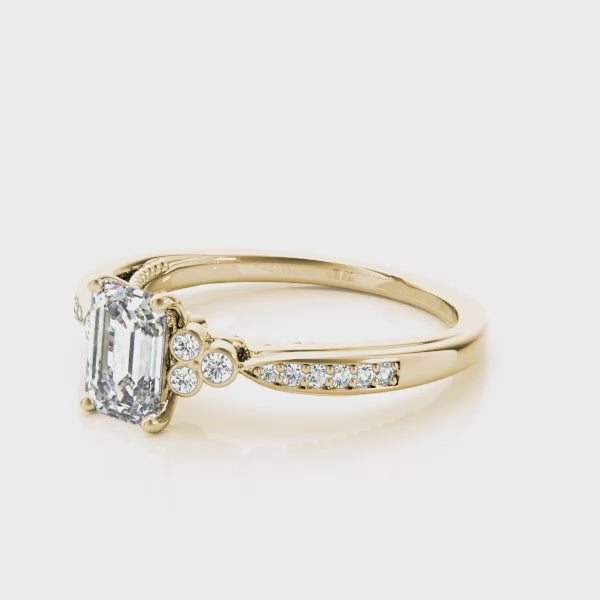 Vintage Tapered Emerald Cut Engagement Ring