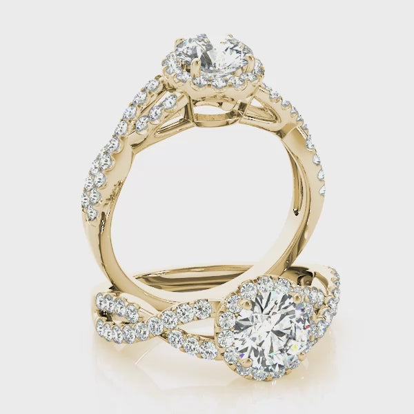 Halo Twisted Shank Engagement Ring