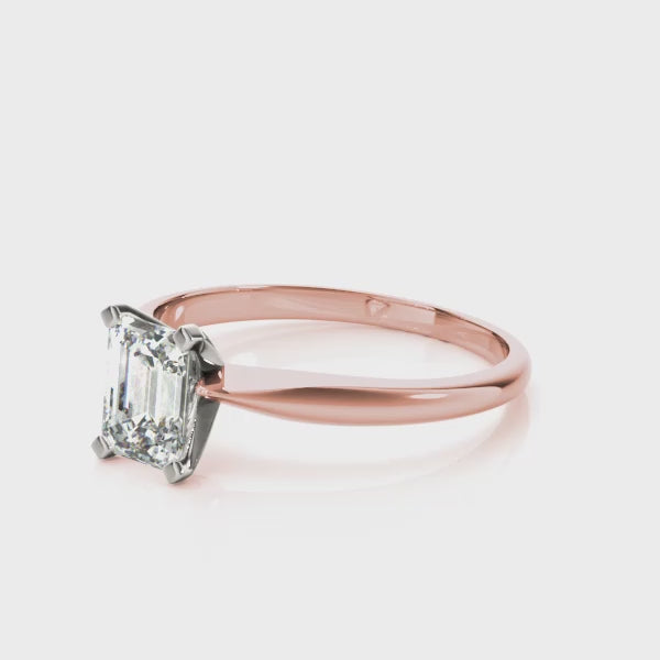 Knife Edge Solitaire Emerald Cut Engagement Ring