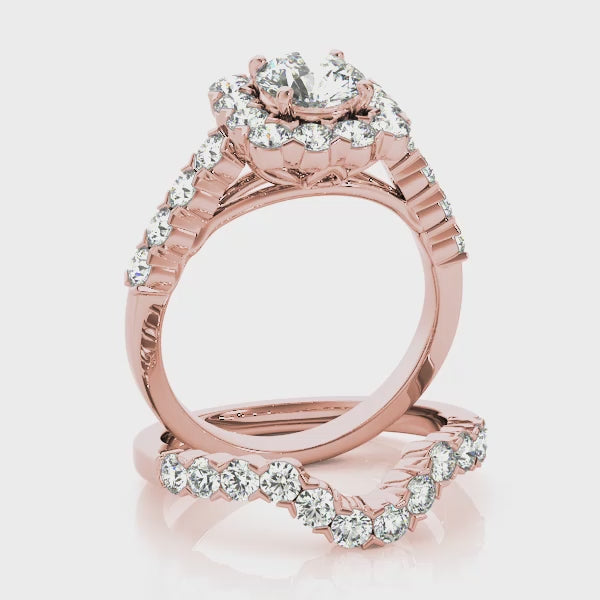 Square Halo Single Prongs Artsy Cathedral Round Engagement Ring