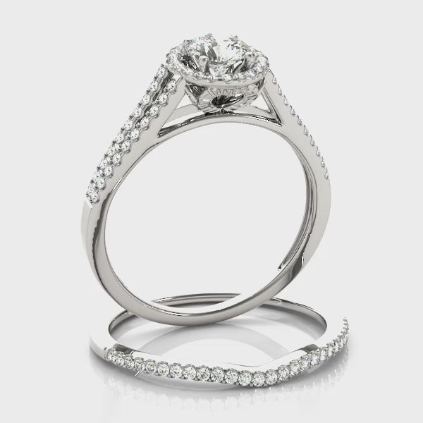 Forever Float Halo Split Shanks Round Engagement Ring