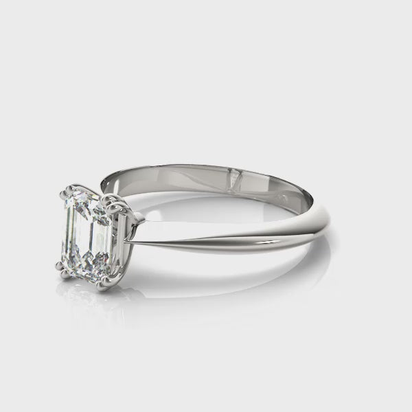 Knife Edge Double Prong Emerald Cut Engagement Ring