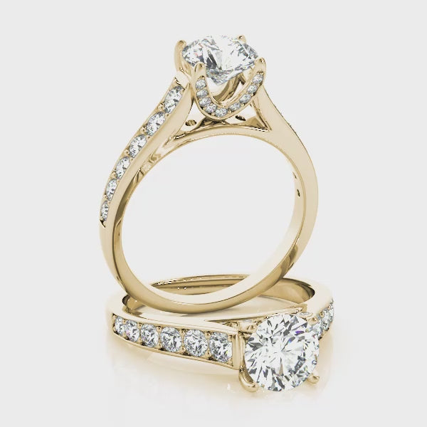 Reverse Tapered Cathedral Pavé Wrap Round Engagement Ring