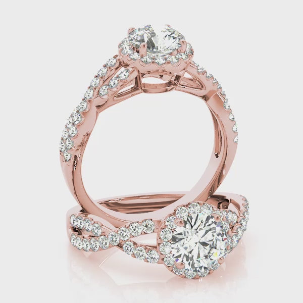 Halo Twisted Shank Engagement Ring