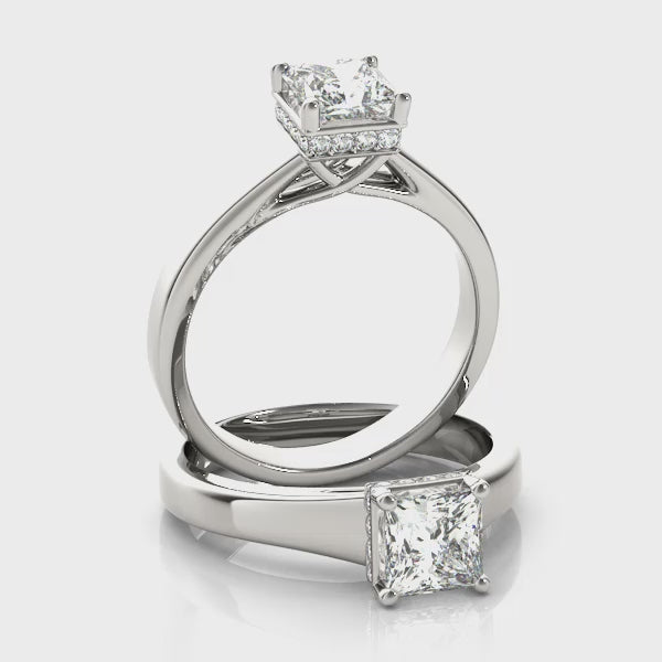 Classic Hidden Halo Princess Cut Engagement Ring