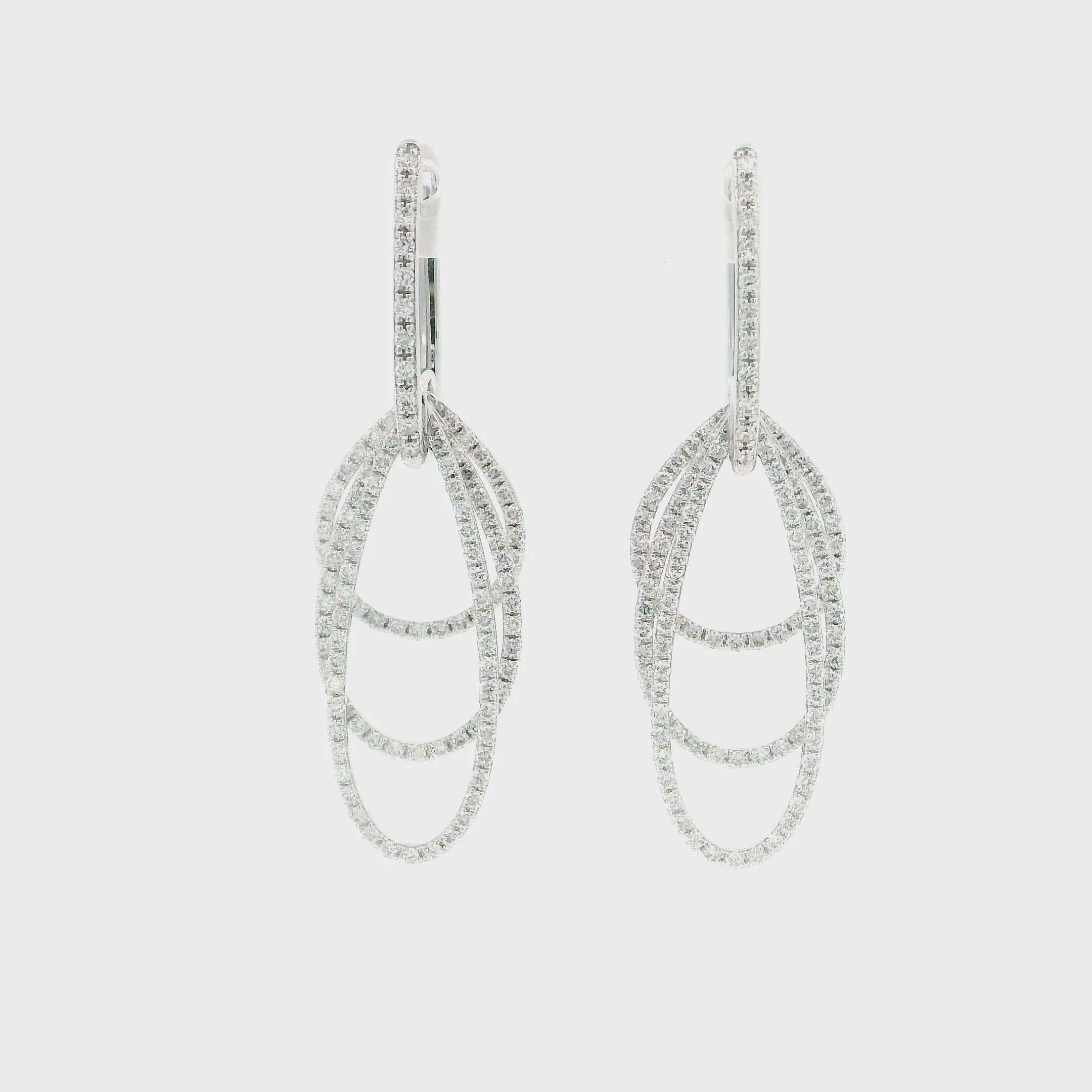 Triple Rows Dangling Earrings
