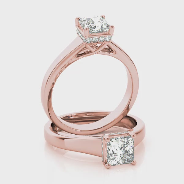 Classic Hidden Halo Princess Cut Engagement Ring