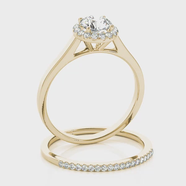 Simple Tapered Cathedral with Hidden Halo Round Engagement Ring
