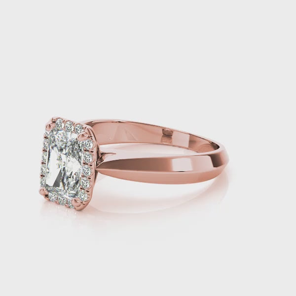 Knife Edge Halo Emerald Cut Engagement Ring