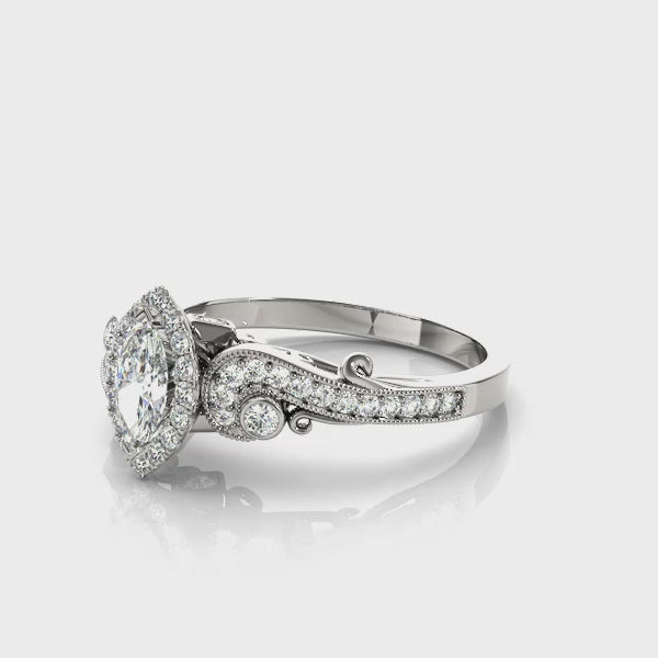 Marquise Vintage Halo Chanel Diamond Engagement Ring