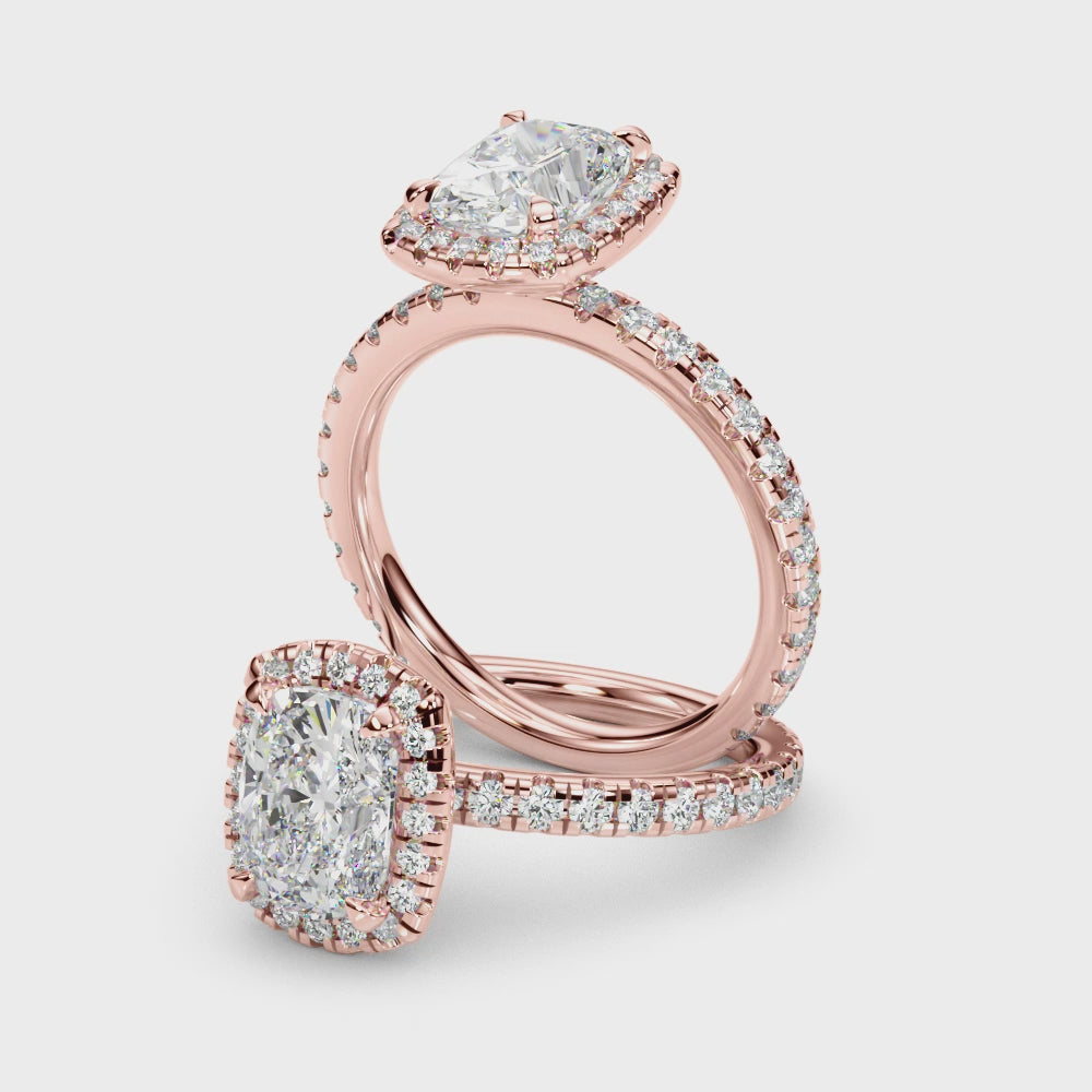 Halo Elongated Cushion Pavé