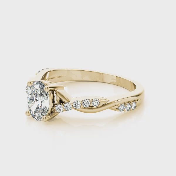 Pavé Twisted Shank Oval Engagement Ring