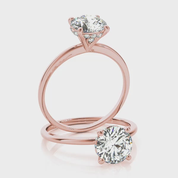 Knife Edge Hidden Halo Round Engagement Ring