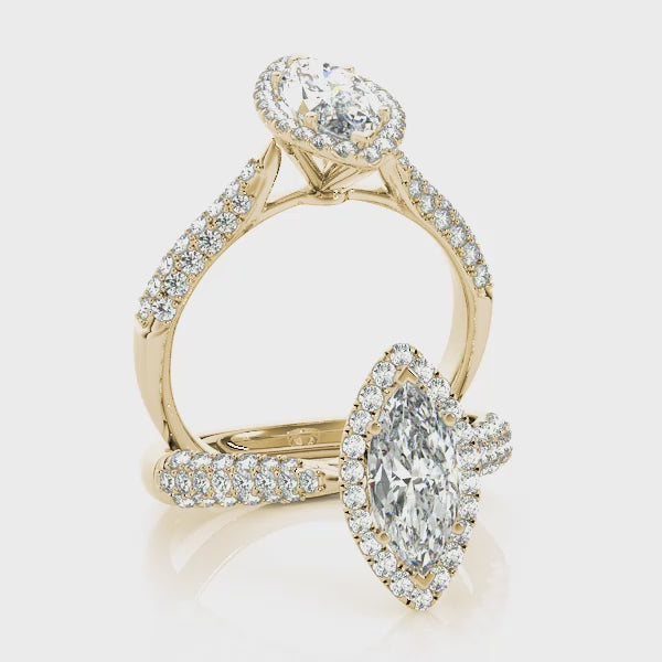 Marquise Halo Royal Pave Diamond Engagement Ring